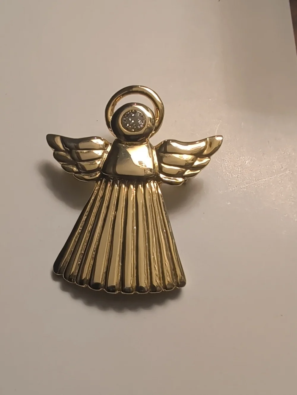 Angel Brooch pin Crystal Accent AAI signed Memory Holiday Christian Vintage